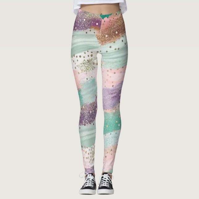Vibrant Diagonal Brushstroke Pattern (2) Leggings (Front)