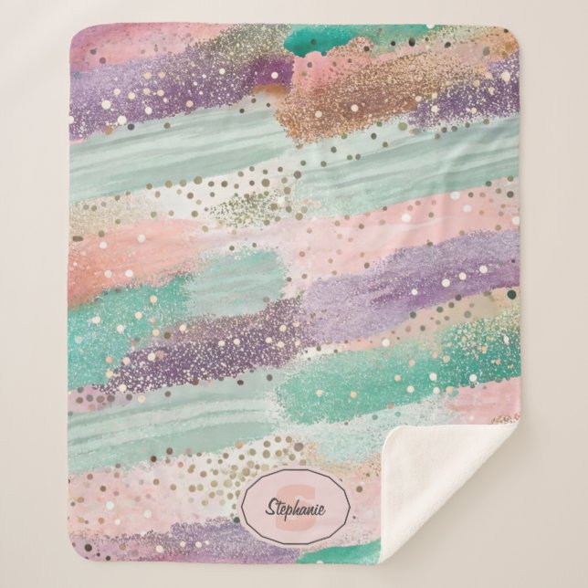 Vibrant Diagonal Brushstroke Pattern (2) Sherpa Blanket (Front)