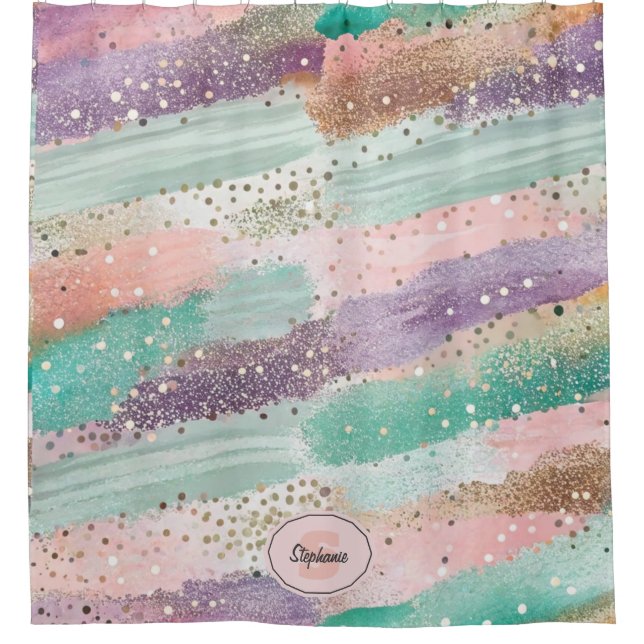 Vibrant Diagonal Brushstroke Pattern (2) Shower Curtain (Front)