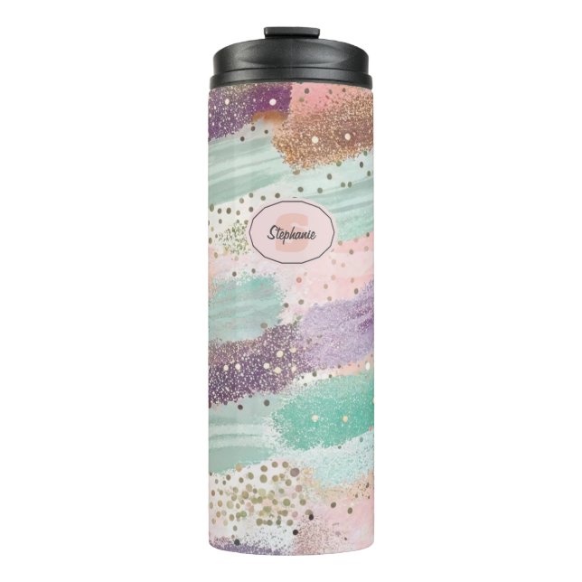 Vibrant Diagonal Brushstroke Pattern (2) Thermal Tumbler (Front)