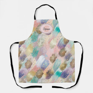 Vibrant Diagonal Brushstroke Pattern Apron