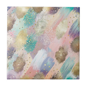 Vibrant Diagonal Brushstroke Pattern Ceramic Tile