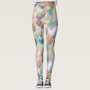 Vibrant Diagonal Brushstroke Pattern Leggings