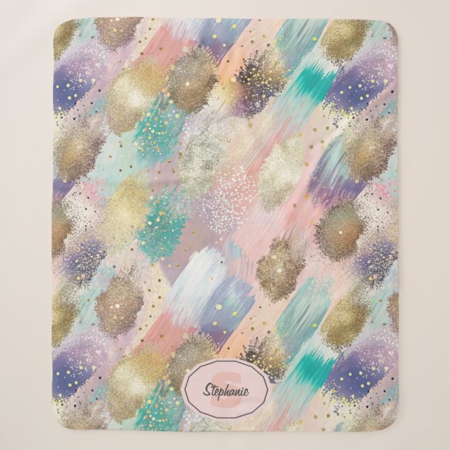 Vibrant Diagonal Brushstroke Pattern Sherpa Blanket (Front)