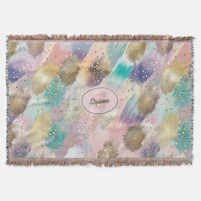 Vibrant Diagonal Brushstroke Pattern Throw Blanket (Front)