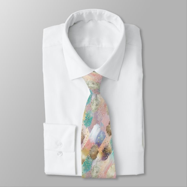 Vibrant Diagonal Brushstroke Pattern Tie (Tied)