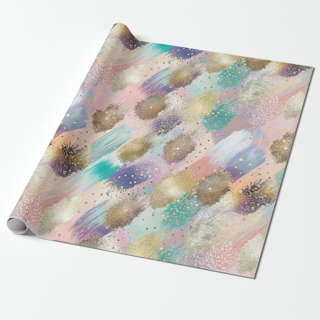 Vibrant Diagonal Brushstroke Pattern Wrapping Paper (Unrolled)