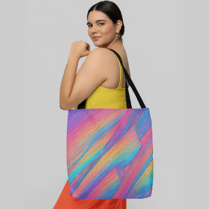 Vibrant diagonal stripes in a rainbow of colours tote bag