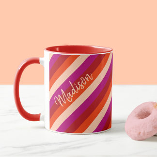 Vibrant diagonal summer stripes  mug