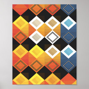 Vibrant Diamond Grid Pattern Poster