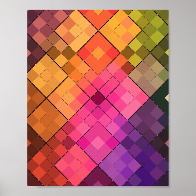 Vibrant Diamond Mosaic Pattern Poster (Front)