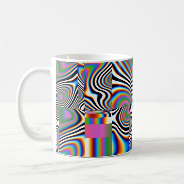 Vibrant Digital Abstract Geometric Background Coffee Mug (Left)