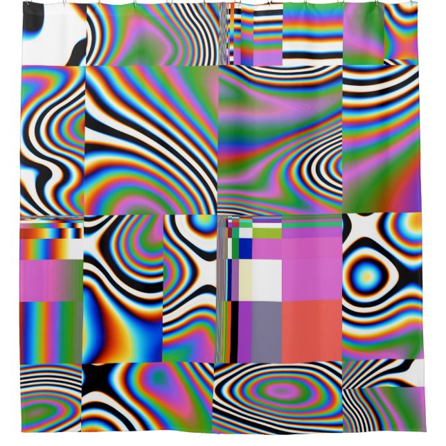Vibrant Digital Abstract Geometric Background Shower Curtain (Front)
