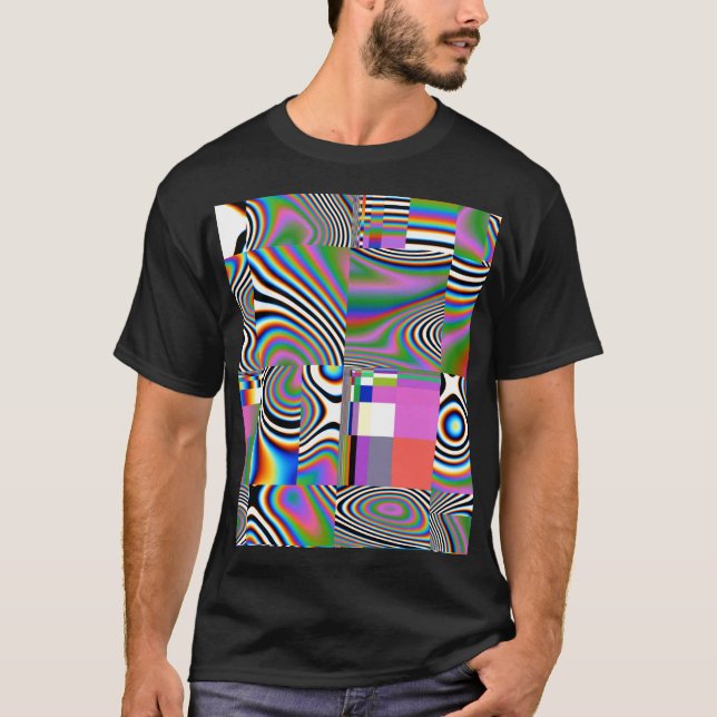 Vibrant Digital Abstract Geometric Background T-Shirt (Front)