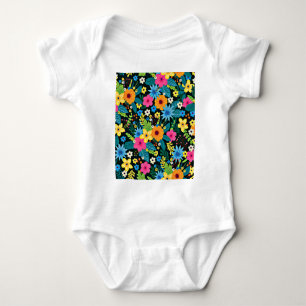 Vibrant Ditsy Flowers Floral Pattern-43785 Baby Bodysuit
