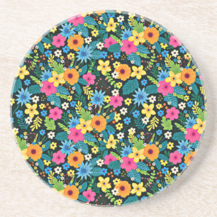 Vibrant Ditsy Flowers Floral Pattern-43785 Coaster