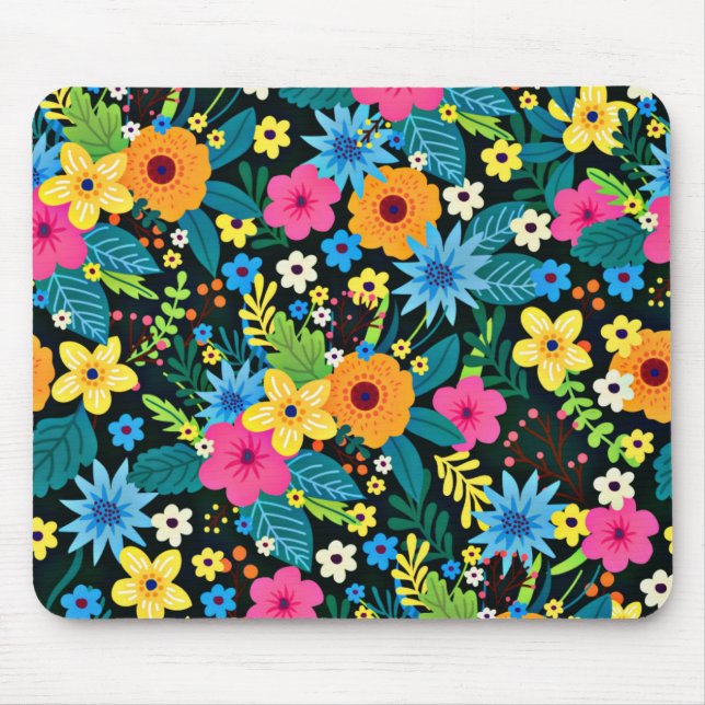 Vibrant Ditsy Flowers Floral Pattern-43785 Mouse Pad (Front)