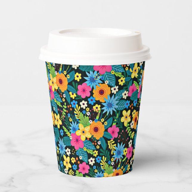 Vibrant Ditsy Flowers Floral Pattern-43785 Paper Cups (Front)