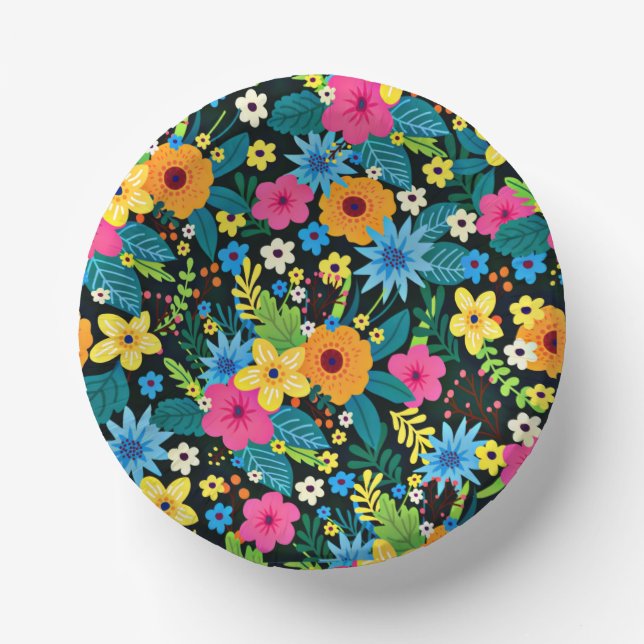 Vibrant Ditsy Flowers Floral Pattern-43785 Paper Plate (Front)