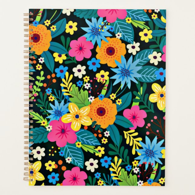 Vibrant Ditsy Flowers Floral Pattern-43785 Planner (Front)