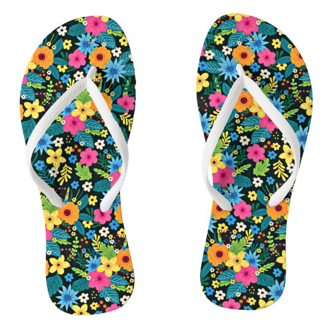 Vibrant Ditsy Flowers Floral Pattern-43785 Thongs (Footbed)