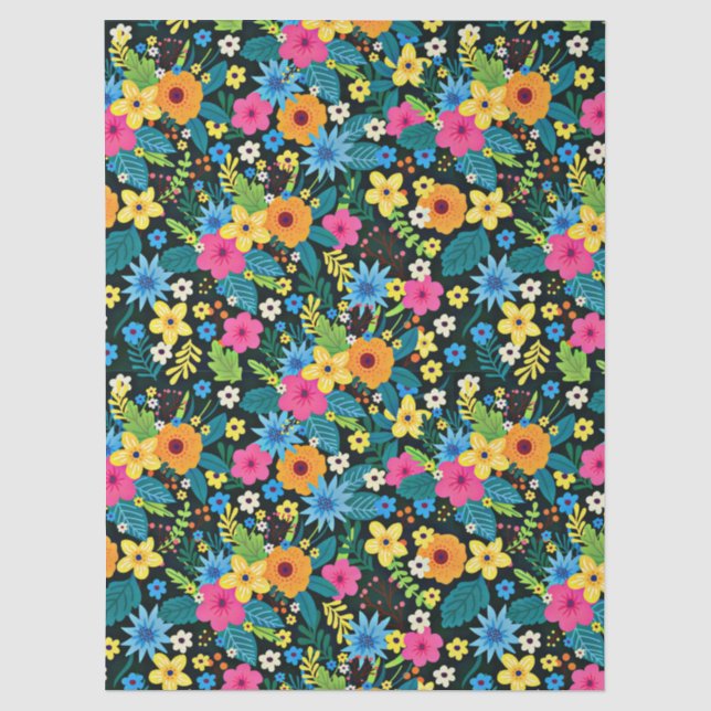 Vibrant Ditsy Flowers Floral Pattern-43785 Tissue Paper (Front)