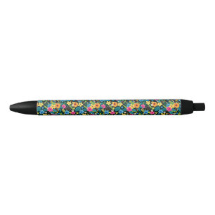 Vibrant Ditsy Flowers Floral Pattern Design-43785 Black Ink Pen