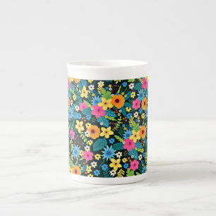 Vibrant Ditsy Flowers Floral Pattern Design-43785 Bone China Mug