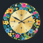 Vibrant Ditsy Flowers Floral Pattern Design-43785 Large Clock<br><div class="desc">Bright and colorful ditsy floral pattern featuring vibrant flowers, perfect for stylish apparel, accessories, and gifts with a fresh botanical look. (Design code-43785).</div>
