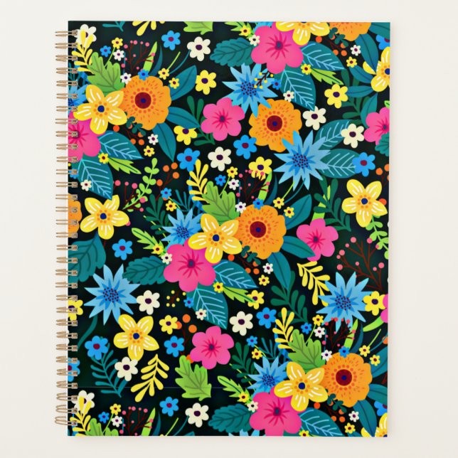 Vibrant Ditsy Flowers Floral Pattern Design-43785 Planner (Front)