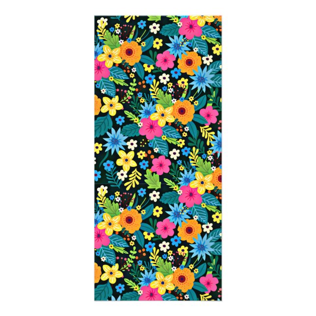 Vibrant Ditsy Flowers Floral Pattern Design-43785 Rack Card (Front)