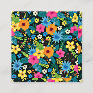 Vibrant Ditsy Flowers Floral Pattern Design-43785 Square Business Card