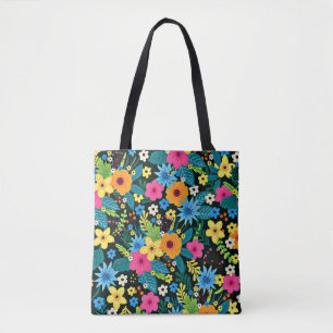 Vibrant Ditsy Flowers Floral Pattern Design-43785 Tote Bag
