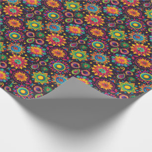 Vibrant Diwali Spiral Bloom Carnival Wrapping Paper