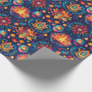 Vibrant Diwali with Diya lamp Wrapping Paper