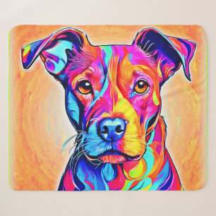 Vibrant Dog Art: Colourful Painting Sherpa Blanket