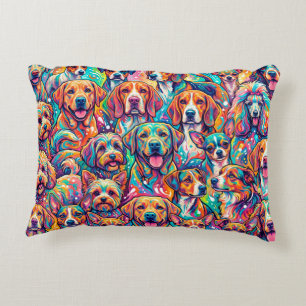 Vibrant Dog Dreamscape – Psychedelic Boho Decorative Cushion
