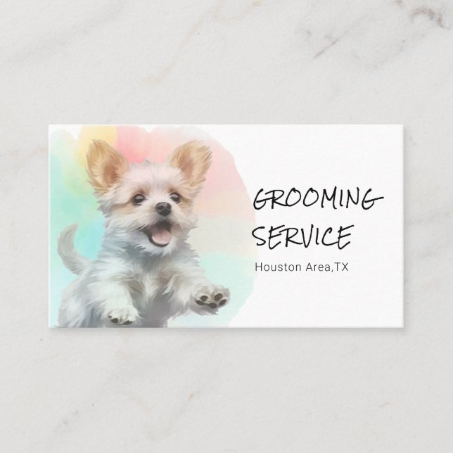 Vibrant Dog Pet Grooming Service Business Card (Front)