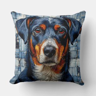 Vibrant dog portrait cushion