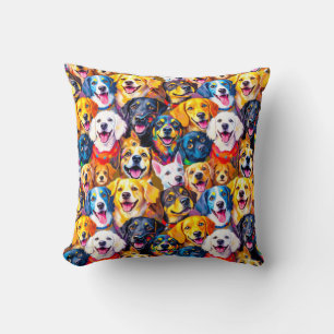  Vibrant dogs Print  Cushion