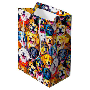 Vibrant dogs Print Medium Gift Bag