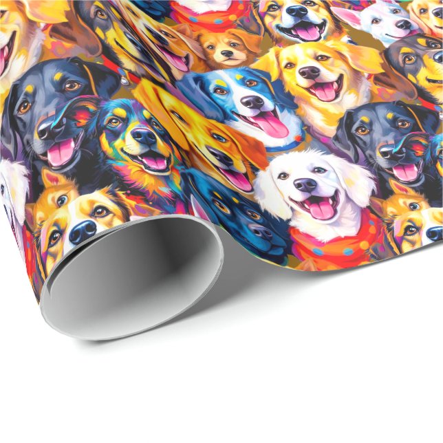  Vibrant dogs Print  Wrapping Paper (Roll Corner)