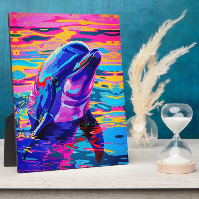 Vibrant Dolphin – Colorfull Ocean Dream Plaque (Side)