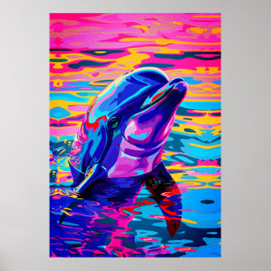 Vibrant Dolphin – Colorfull Ocean Dream Poster