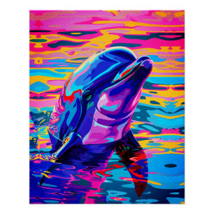 Vibrant Dolphin – Colorfull Ocean Dream Poster
