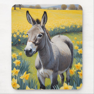 Vibrant Donkey And Yellow Daffodils Mouse Pad