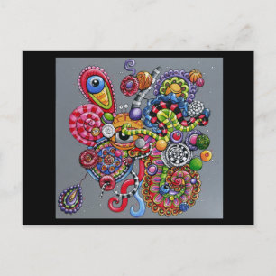 Vibrant Doodle Painting Postcard