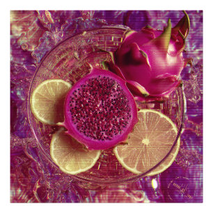 Vibrant Dragon Fruit Lemon Bowl Photo Print