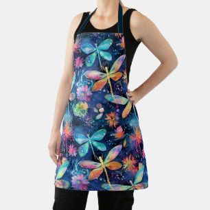 Vibrant dragonflies pattern apron
