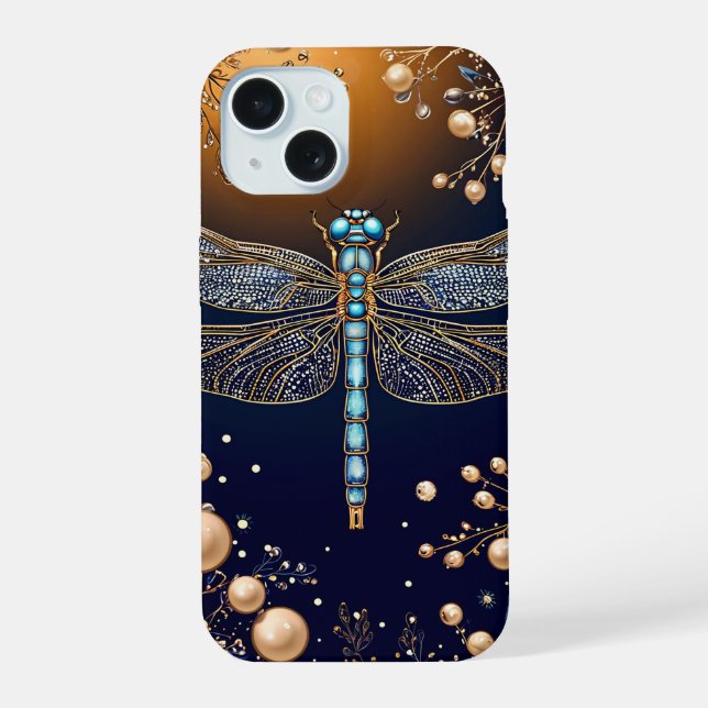 Vibrant dragonfly iPhone 15 case (Back)